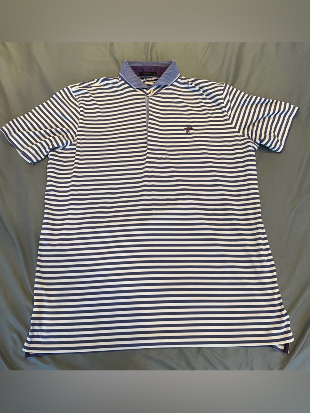 Greyson Polo Shirt Mens XL Purple Stripe Golf Performance Short Sleeve Wolf